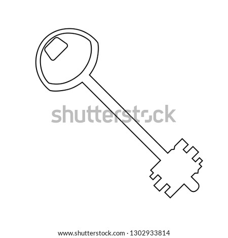 lock key contour isolated on white background variant 1