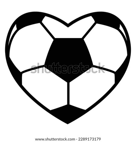 Black and white heart soccer vector symbol. I love soccer or sports. 