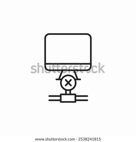 computer local connection error icon sign vector