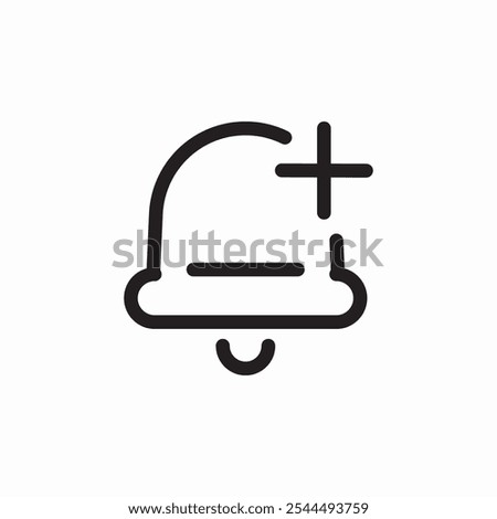 notification bell plus add icon sign vector