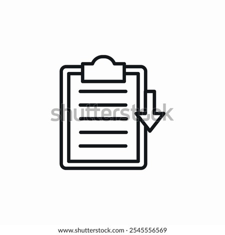 clipboard down arrow icon sign vector