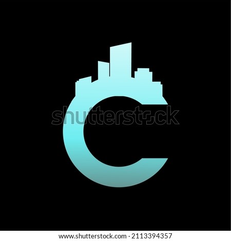 letter C with city logovector