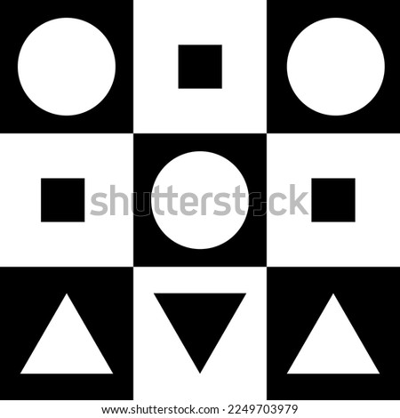 Infant Visual Stimulation Patterns, Black and white flash card with high contrast for baby vector, geometry pattern