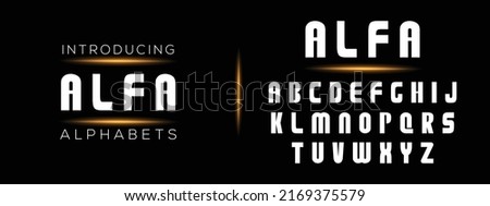 ALFA, Sports minimal tech font letter set. Luxury vector typeface for company. Modern gaming fonts logo design.