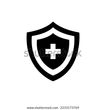 Shield icon illustration vector health cross medical hospital anti virus sign symbol logo kit isolated on white background