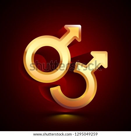 3D stylized Double Mars icon. Glossy golden vector icon. Isolated volumetric symbol illustration on dark background with shadow.