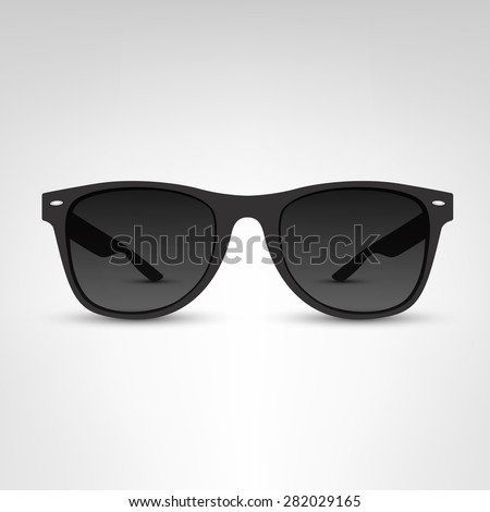 Sunglasses vector illustration. Black rim.