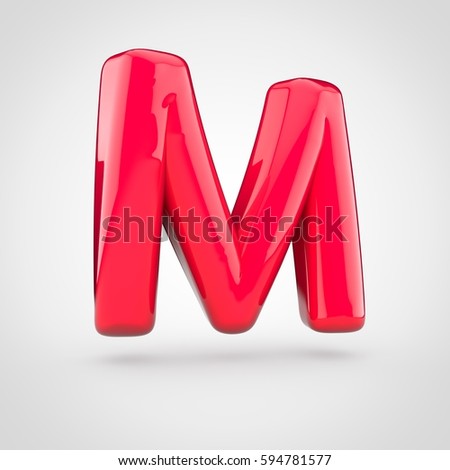 Glossy Red Paint Letter M Uppercase 3d Render Of Bubble Twisted