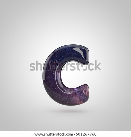 Galaxy Letter C Lowercase 3d Render Of Cosmic Bubble Font With
