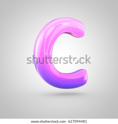 Glossy Pink And Violet Gradient Paint Alphabet Letter C Uppercase