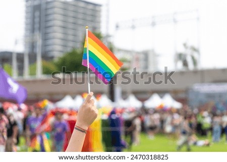 Similar – Image, Stock Photo Rainbow flag in a window
