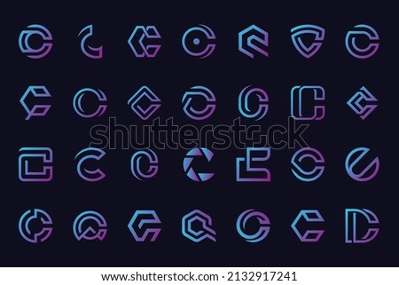 Set Off gradient letter C logo design templates