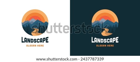 modern landscape logo with mountain logo design