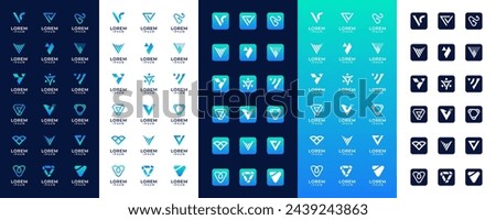 Collection of letter V logo design with icon design