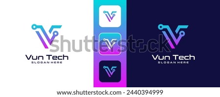 Letter V logo icon tech design template elements