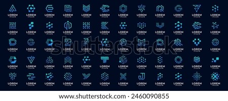 Set of technology logo design template. abstract letter symbol tech, internet, system, Etc