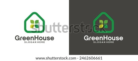 Simple of green house logo design vector illustration