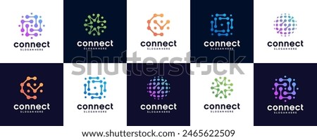 set of creative technology logo design template with connect concept.