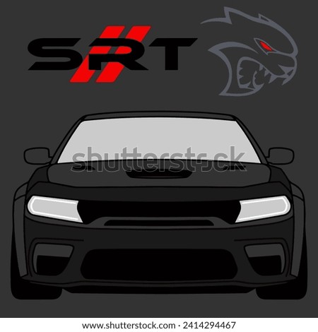 New School American Muscle Car srt styled american muscle car sticker vector. Challenger muscle car