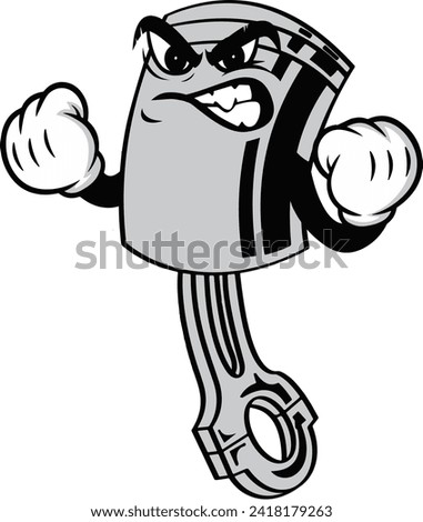 angry piston character illustration for piston mascot or logo concept