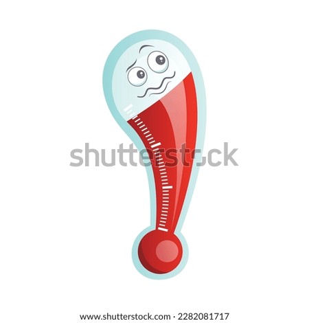 Isolated cartoon thermometer character with a fever vector graphic illustration