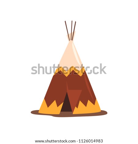 Teepee or wigwam, dwelling of north nations of Canada, Siberia, North America vector Illustration on a white background