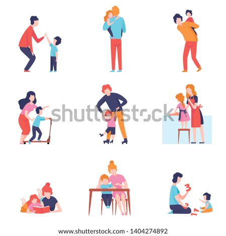 Image, Stock Photo Happy faceless mother playing with baby in bedroom