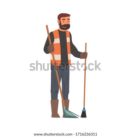 Similar – Image, Stock Photo Broom and shovel standing at brick wall