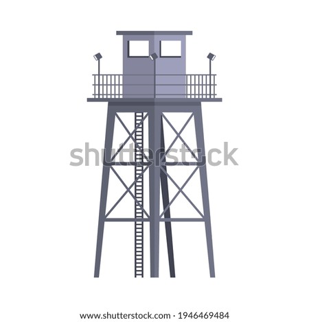 Tall Military Observation Tower as Structure Used in Army Vector Illustration