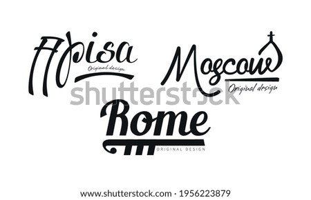 City and Capitals Name Original Design Vector Set