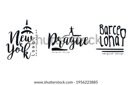 City and Capitals Name Original Design Vector Set