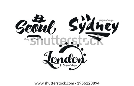 City and Capitals Name Original Design Vector Set