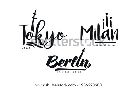 City and Capitals Name Original Design Vector Set