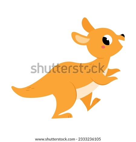Cute Baby Kangaroo or Joey Character as Marsupial Mammal Running Vector Illustration