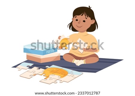 Similar – Image, Stock Photo Girl playing with mosaic board game