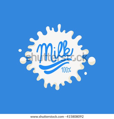 Double Underline Milk Product Logo Cool Flat Vector Design Template On Blue  Background