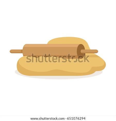 Fresh raw dough and rolling pin vector Illustration