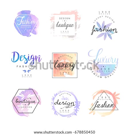 Fashion luxury boutique logo design set, colorful vector Illustrations ストックフォト © 