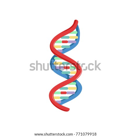 Spiral DNA. Genetic material. Micro and molecular biology. Colorful science icon in flat style. Flat vector design element for logo, infographic, poster, brochure