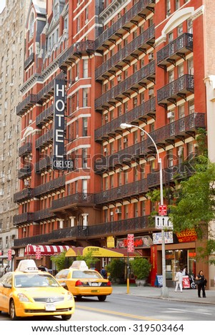New York, New York, USA - June 20, 2011: The Hotel Chelsea was built in the late 1800's although it was not a hotel until the very early 1900's. It has a long and storied history of notable residents.