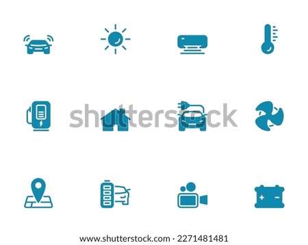 Simple vector icon on a theme electric car features