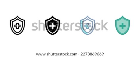 Simple vector icon on a theme shield, protection