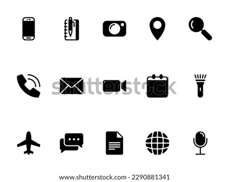 Simple vector icon on a theme phone, photo, camera, video, message