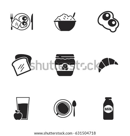 Icons for theme breakfast. White background