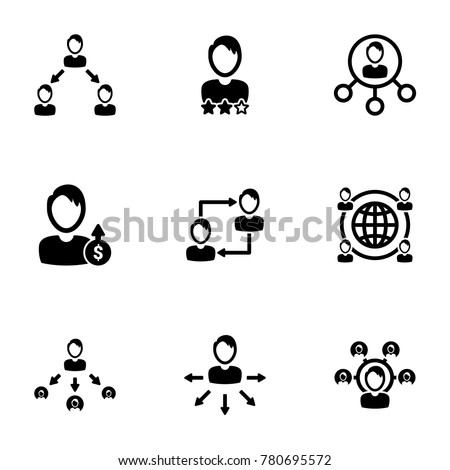 Set of simple icons on a theme Referral, vector, design, collection, flat, sign, symbol,element, object, illustration, isolated. White background