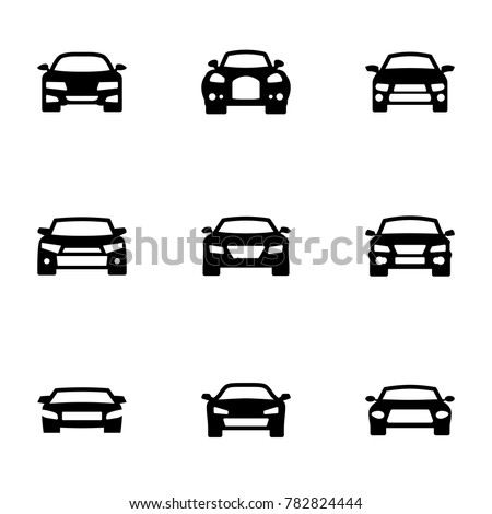 Set of black icons isolated on white background, on theme Car