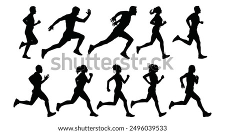 Runner silhouette vector illustration isolated black object on white background for background design.