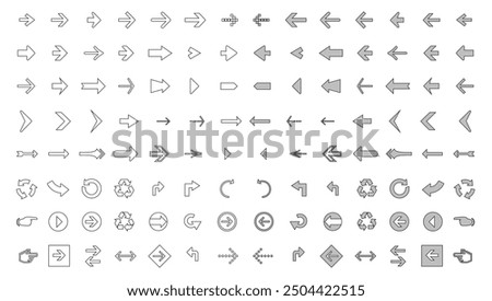 Outline icons collection vector illustration isolated on white background.