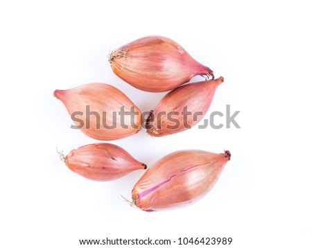 shallots onion on white background, bulbs, top view Foto d'archivio © 
