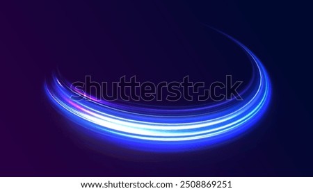 Light trail wave, fire path trace line, car lights, optic fiber and incandescence curve twirl. High speed road in night time abstraction. Sport car is made of polygons, lines and connected dots.